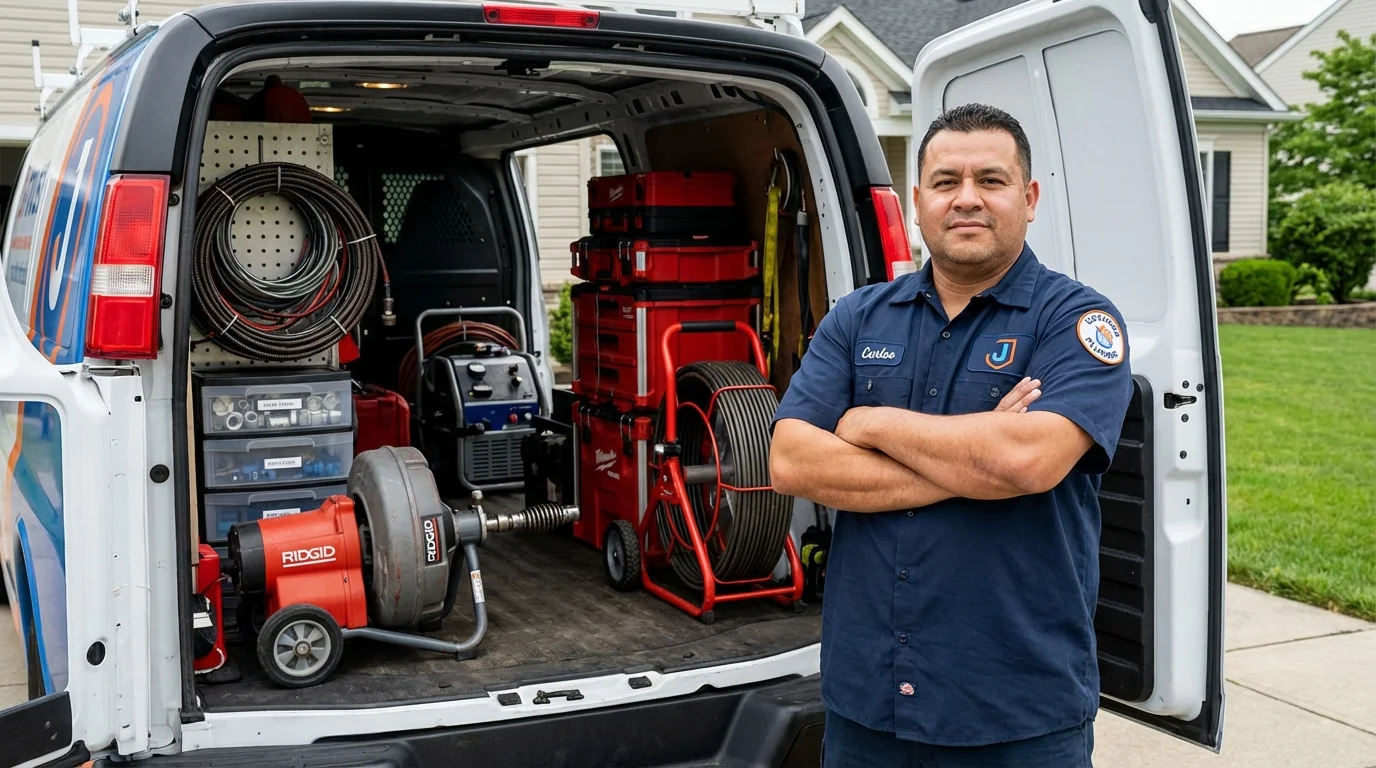 Professional drain cleaning equipment and Johns Plumbing LLC plumber in Tinley Park