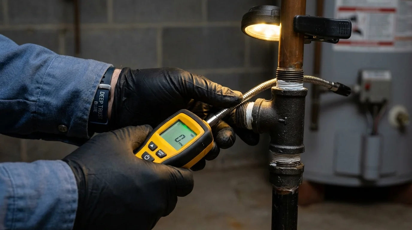 Gas leak detection with electronic sniffer by Johns Plumbing LLC in Tinley Park