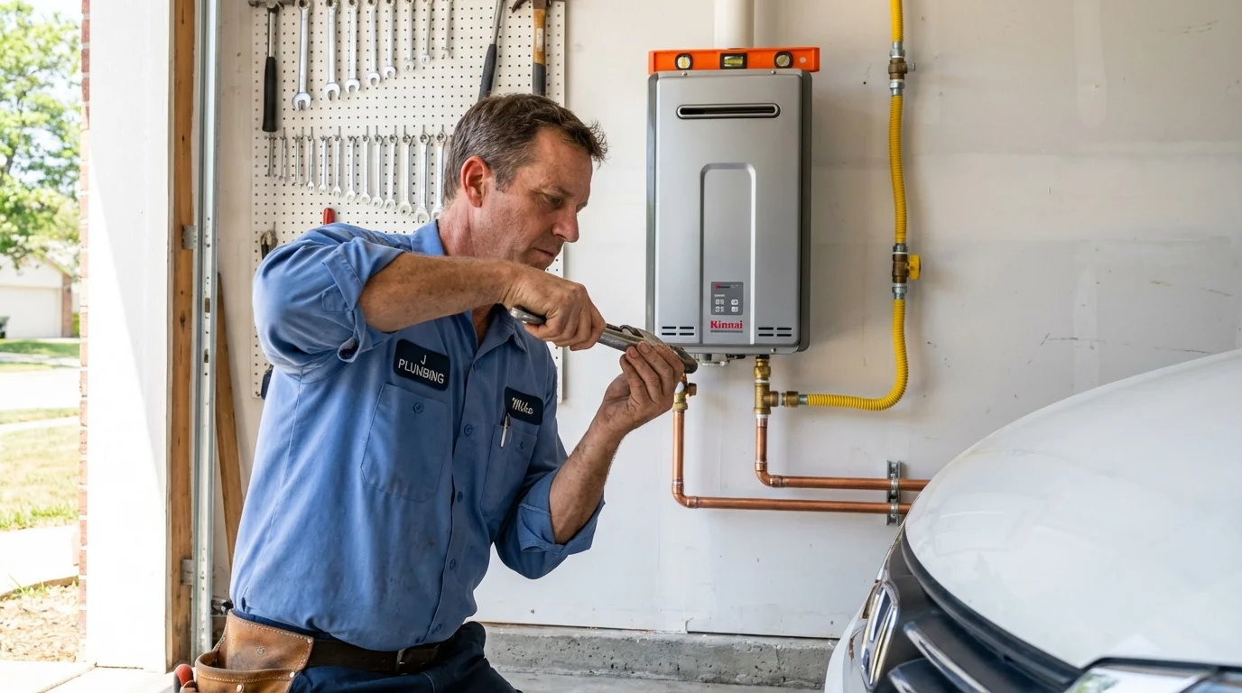 Tankless water heater installation by a Johns Plumbing LLC plumber in Tinley Park